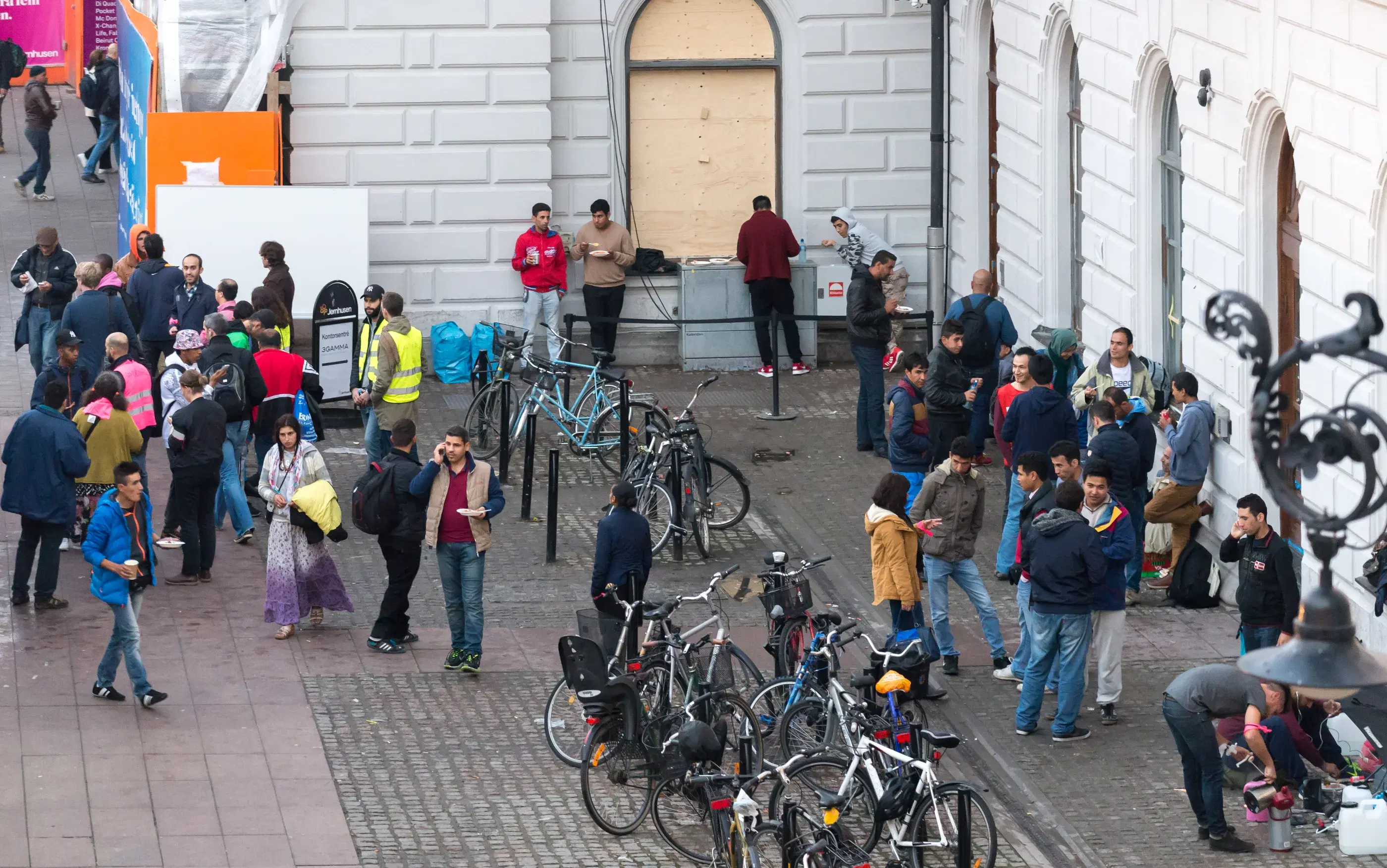 Syrian refugees gathered outside Stockholm Central station in September 2015.