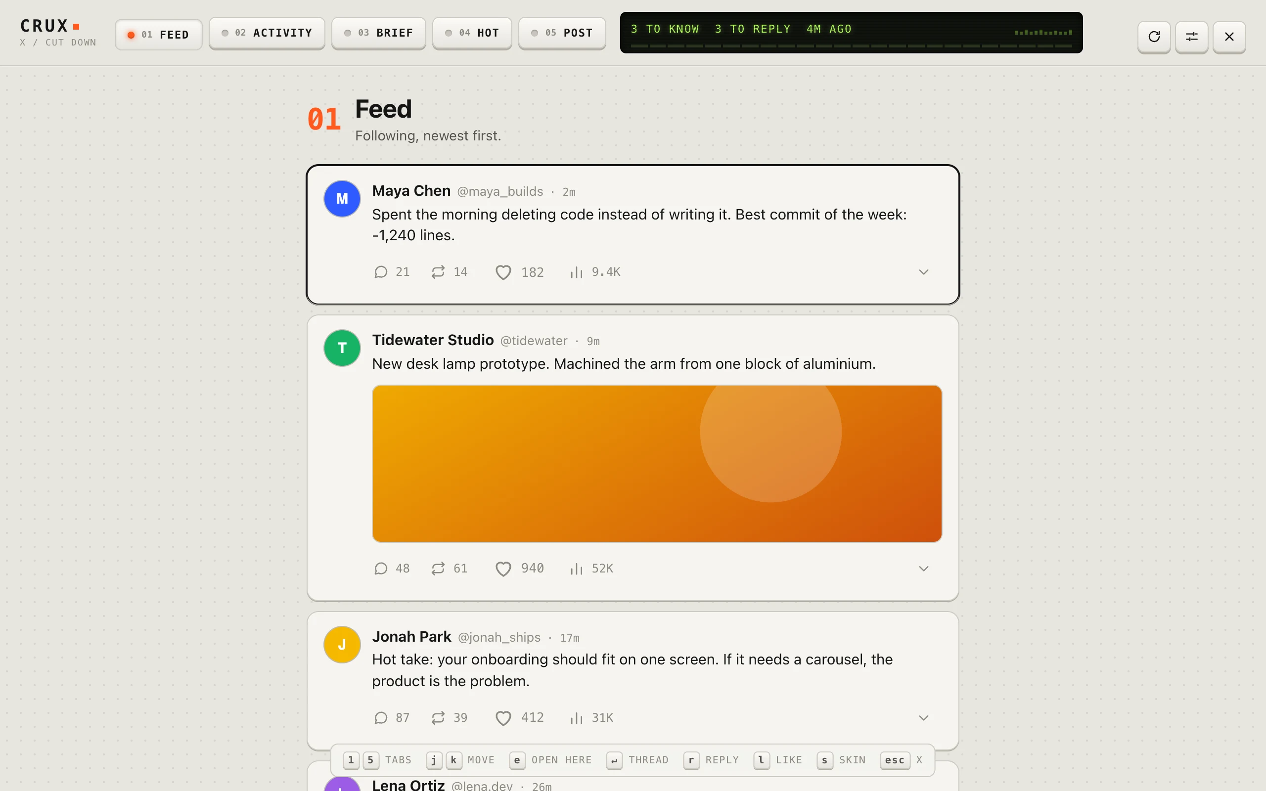 Crux Feed tab