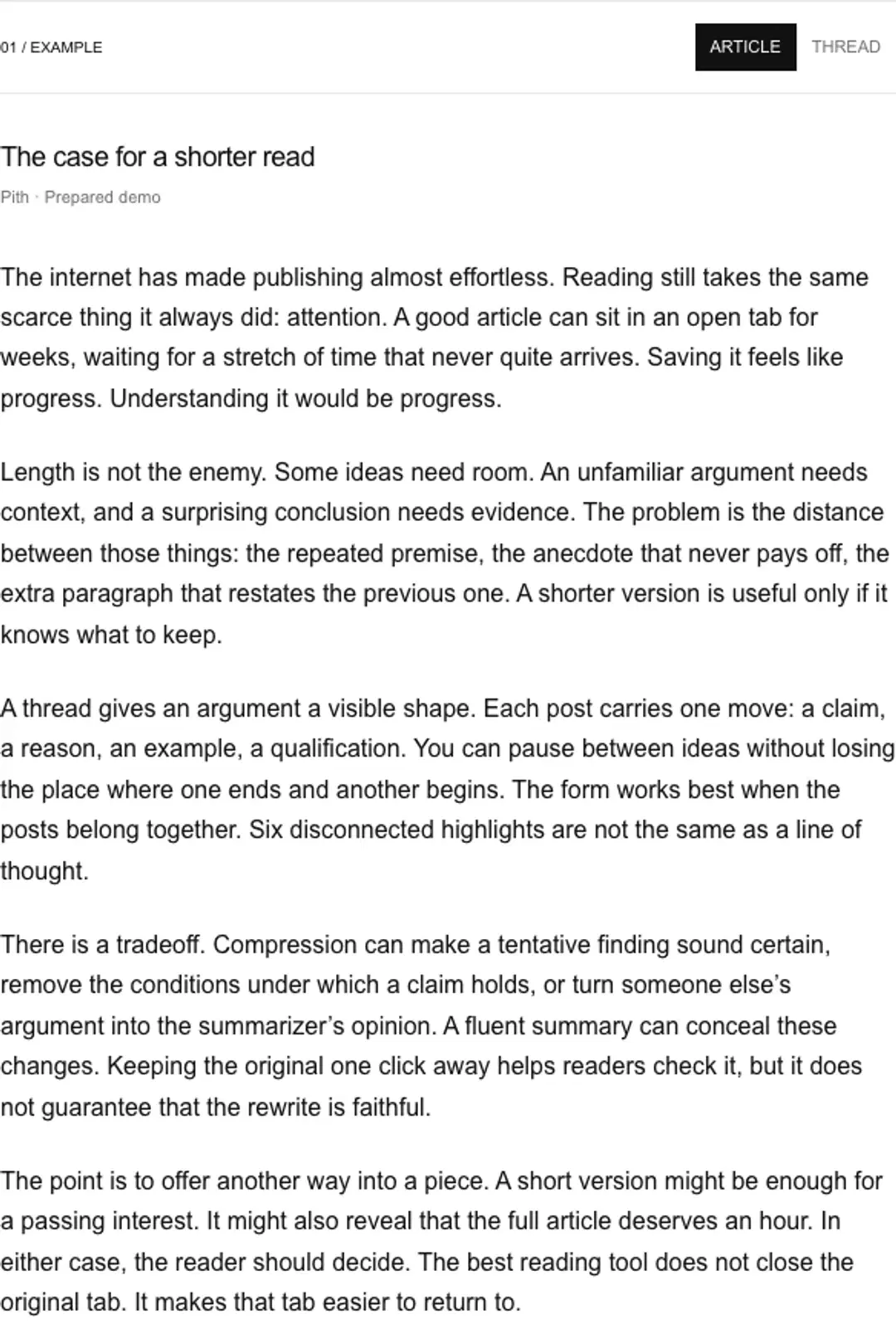 The original article in Pith